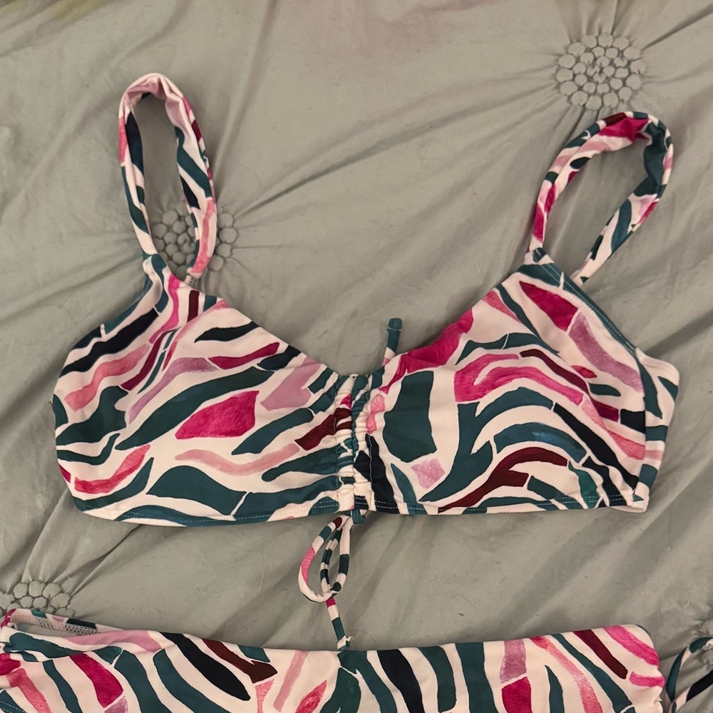 Summersalt Watercolor Zebra Cinched Bikini Top